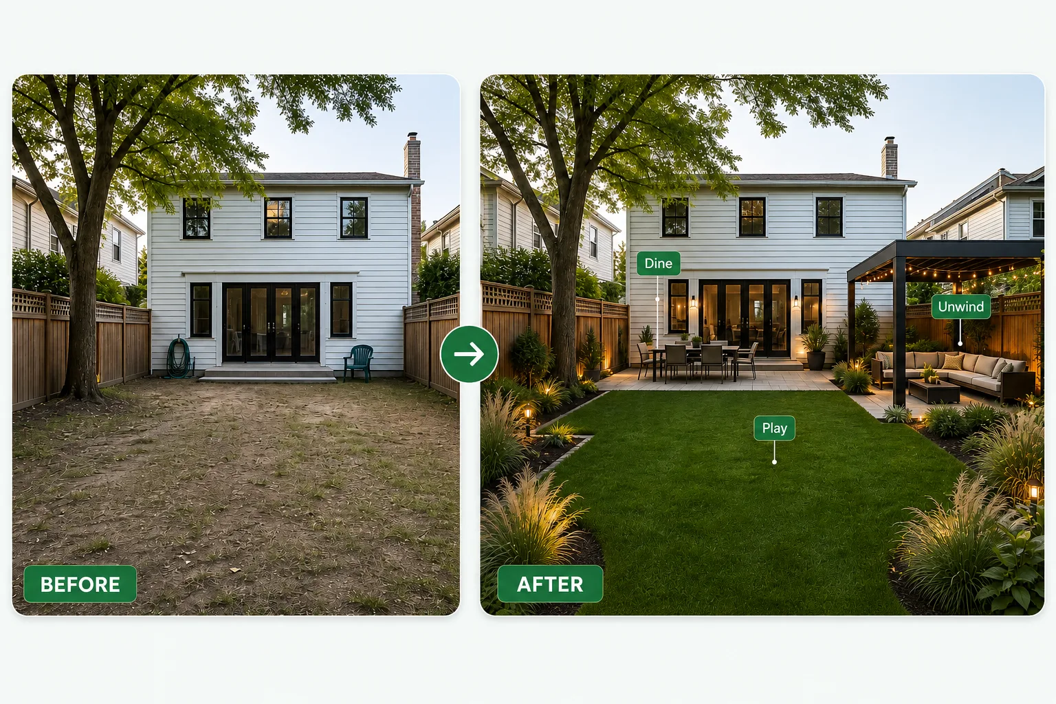 AI Backyard Design Ideas from Your Photo — concept comparison - Garden Planner