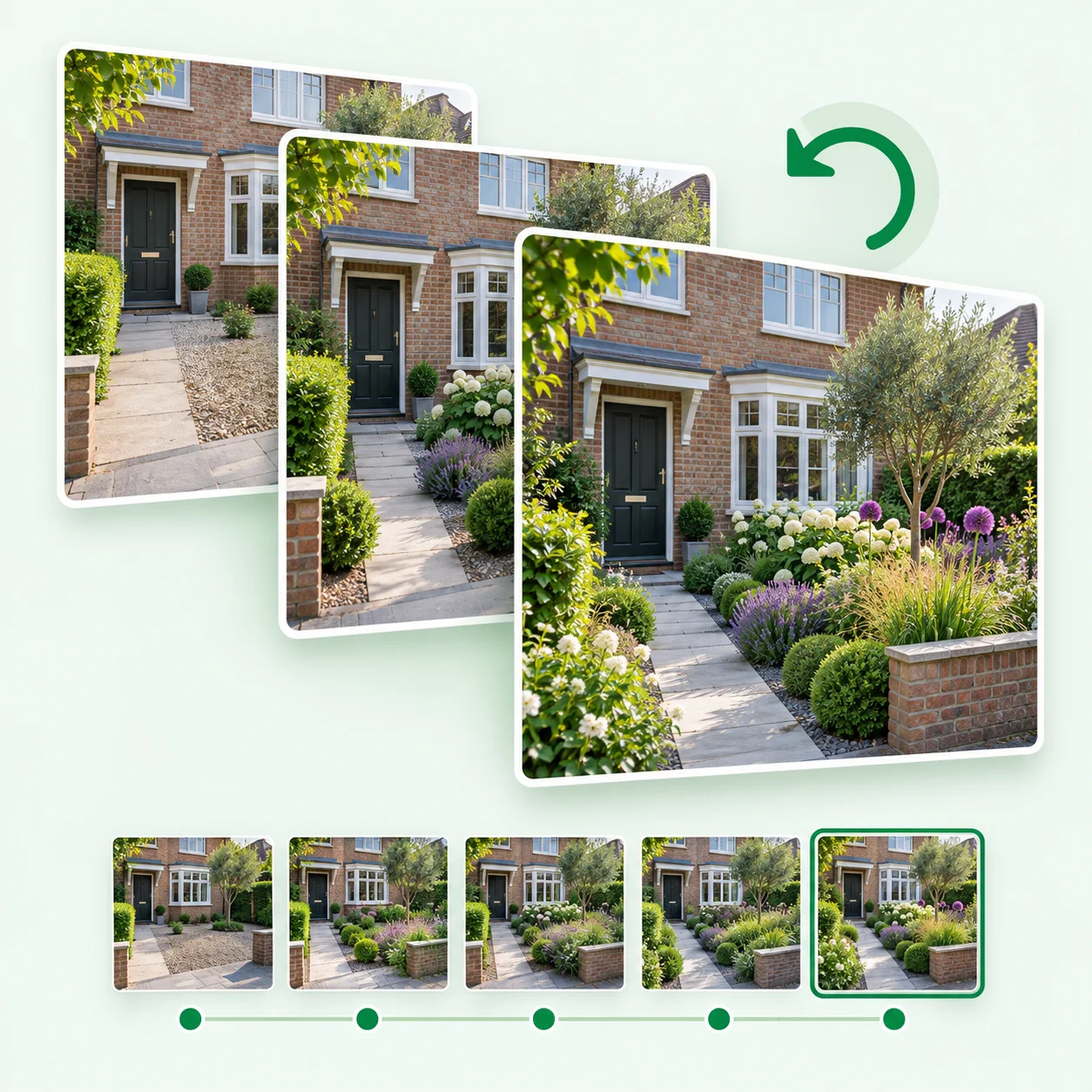 A stack of recent garden design versions kept for comparison and download