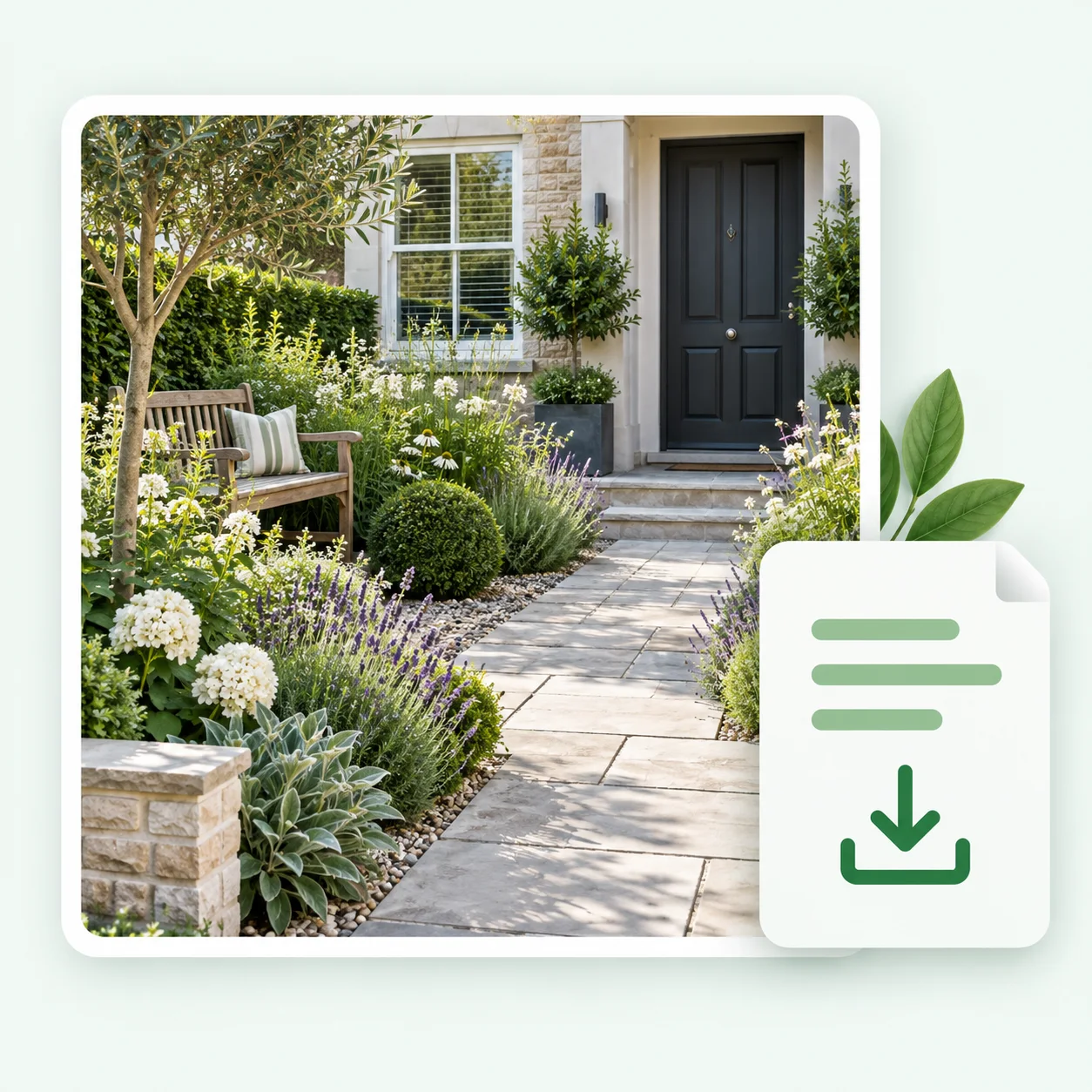 A saved garden concept photo with a short note for later discussion